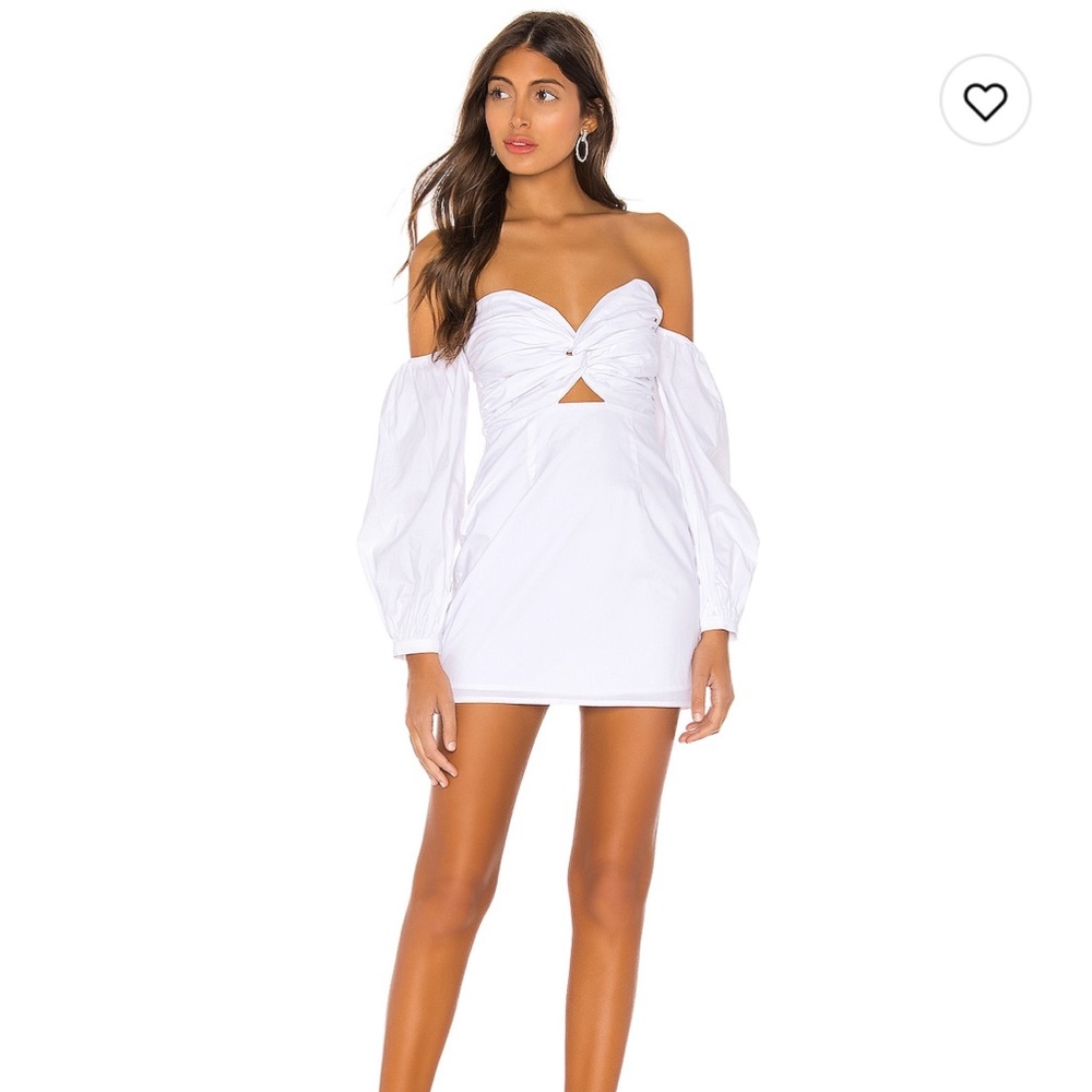 NWT Superdown Flynn Rouched Sleev Dress White Off the Shoulder XS
